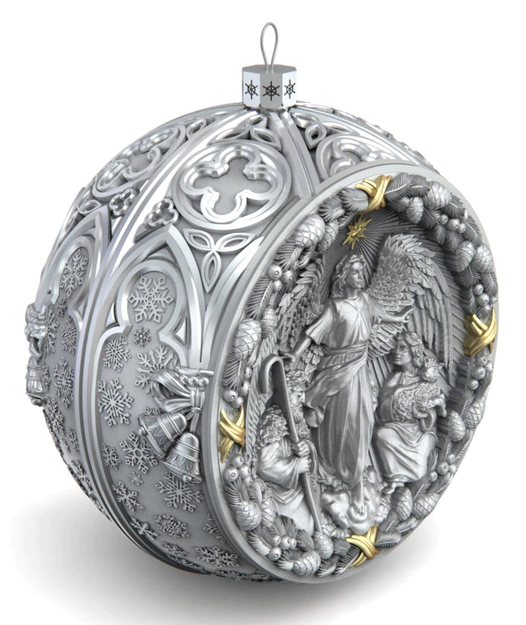 Gift set with balls and the icon "Savior" made of silver, 4 balls